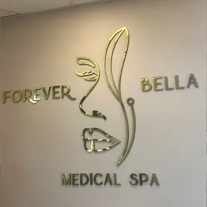 Rustic metal wall letters gold 3d stainless steel signs custom logo backlit sign of nail spa sign