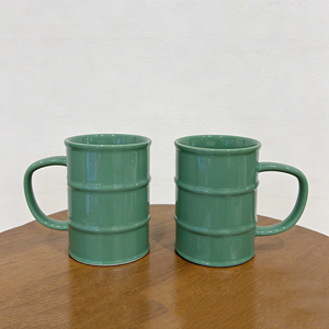 Personalized logo Green Oil <b>Drum</b> Coffee Mug Creative Ceramic Oil Barrel Mug - Product Image 2