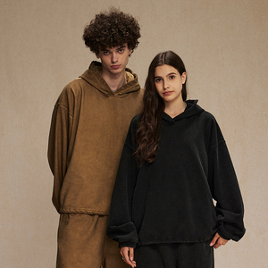 Unisex Acid Wash <b>Men's</b> <b>Hoodie</b> 450GSM French Terry Dirty Dyed Stir-Fried Color Custom Logo Oversized <b>Hoodie</b> for <b>Men</b> - Product Image 5