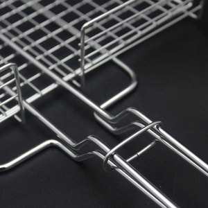 Cesta de Acero Inoxidable para Asar Carne y Verduras, Accesorio para Barbacoa de Carbón de Bambú, <span class=keywords><strong>Malla</strong></span> Metálica Antiadherente Resistente al Calor - Product Image 4