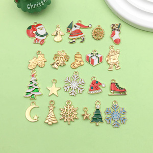 Gold Christmas Pendant Charms Mixed Shapes DIY Jewelry Accessories for Bracelet Necklace Making - Product Image 1