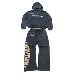 Ensemble sweat-shirt et pantalon de survêtement pour homme en coton 100% tricoté en deux pièces - Product Image 1