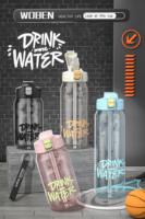 Bouteille de sport personnalisée 600 ml, résistante aux fuites, en PC, avec couvercle à vis pour boire directement, idéale pour le fitness en extérieur et la salle de sport, compatible lave-vaisselle
