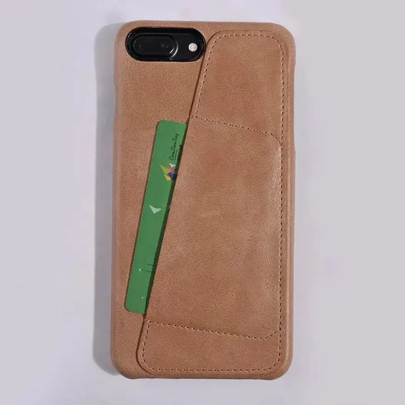 high quality all inclusive inserted bank card genuine leather mobile phone case cover for iphone 6 6plus 7 7plus