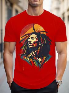 T-shirt graphique abstrait <span class=keywords><strong>Bob</strong></span> <span class=keywords><strong>Marley</strong></span> pour homme, noir, coupe oversize, manches courtes - Product Image 3