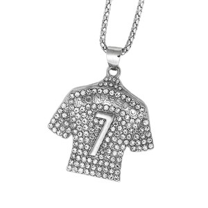 Collana con ciondolo numero 7 in lega con <span class=keywords><strong>catena</strong></span> in bambù tempestata di diamanti, bestseller transfrontaliero, accessorio di lusso di nicchia - Product Image 5