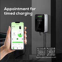 Pengisi daya listrik mobil Level 2 Ev J1772 Nema 14-50 Mode 3 fase tipe 1 48A EV stasiun pengisian daya LED dinding Mobil