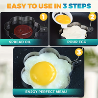Moule à crêpes en acier inoxydable en forme d'œuf avec poignée, idéal pour la cuisson et la friture, accessoire de cuisine en gros