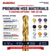Foret hélicoïdal en métal SUBORUI HSS DIN338 M35 en acier au cobalt, acier inoxydable, 2-20 mm, ISO, entièrement affûté, finition noir et or, pour perçage