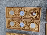 Miroirs et Horloges 3 Pièces en Ensemble, Décoration Murale de Mode pour la Maison