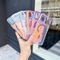 Coque antichoc magnétique à anneau avec support et protection d'objectif à changement de couleur pour iPhone 18 17 16 Pro Max