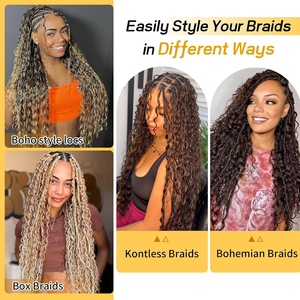 ผมลอนแบบลอนคลื่นน้ำสำหรับต่อผมแบบหยิกทำจากขิงผมเปียสำหรับผมถักเปียแบบไมโครบิดไม่ทอเปียกและเป็นลอน - Product Image 5