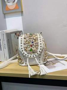 Diamond Crocodile Pattern Beaded Crossbody Mini <strong>Rucksack</strong> Bagpack <strong>Handbag</strong> Bucket <strong>Leather</strong> Outdoor Bag Women's Backpacks - Product Image 5