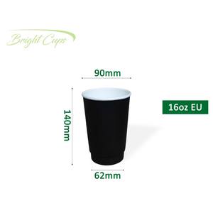 Taza de café desechable personalizada de alta calidad de 16oz (UE) de doble pared completamente negra (interior + pared exterior completamente negra) para bebidas calientes al por mayor - Product Image 5