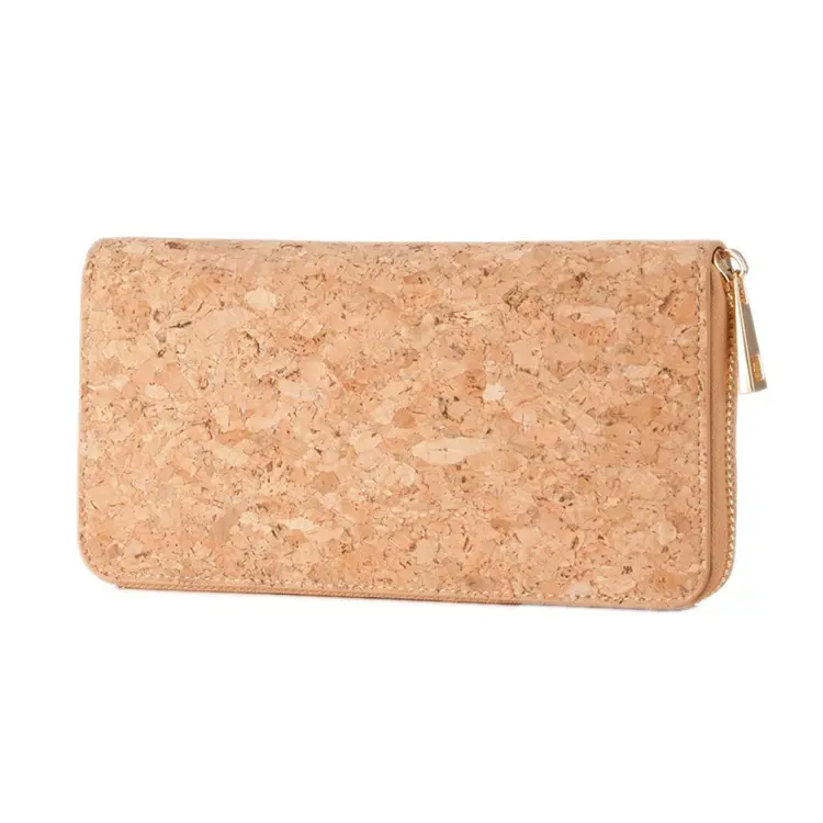 Custom New Style wooden long clutch wallet cork men wallet women purse wood cork wallet