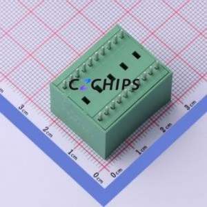 DB2EVH-2.5-2*10P-GN Plug-in Terminal Block Through hole,P=2.5mm Connector Board-to-Board / Socket - Closed 2x10P 2.5mm Green - Product Image 2