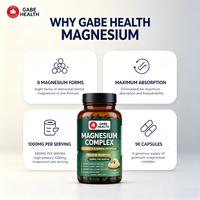 Complément Complexe de Magnésium en Gros, 8 Formes de Magnésium Élémentaire 100mg, Haute Puissance, 90 Gélules pour le Bien-être Général, OEM