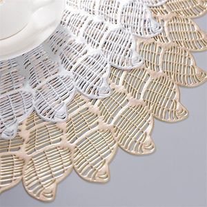 K1406 Placemats Restaurant <b>Round</b> PVC Hollow Meal Pads Anti-hot Dining Table Mats Set PVC <b>Tablemat</b> - Product Image 3