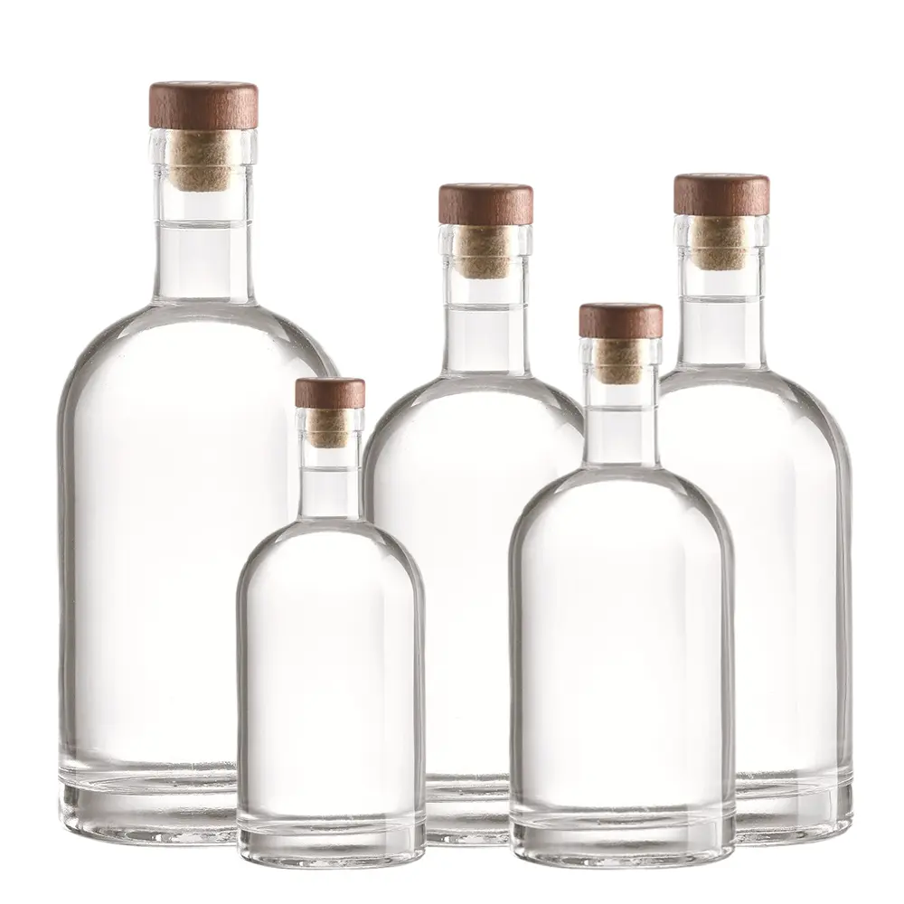 Hochwertige transparente Wodka Gin 750ml Glasflasche 700ml alkoholische Gin Liquor Wieder verwendbare Glasflasche mit gutem Preis