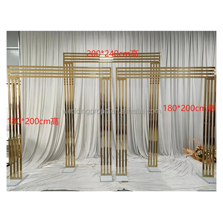 Event Party Supplies Stage Decoration Back drops Gold Stainless Steel Wedding Arch Frame Flower Backdrop Stand