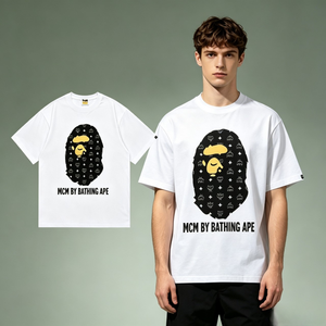 <span class=keywords><strong>T</strong></span>-shirt da uomo di design alla moda con stampa lettering, versione 1:1 di alta qualità, modello Single Stitch 2026, <span class=keywords><strong>T</strong></span>-shirt Bapees stampata di tendenza - Product Image 3