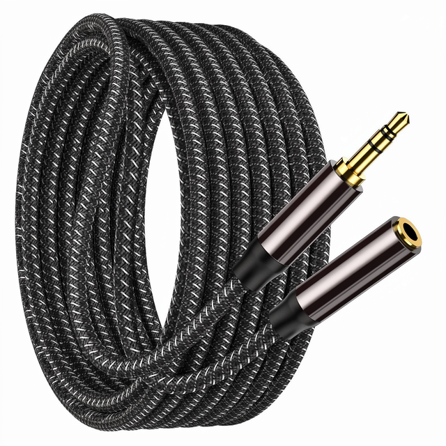 3.5mm Audio AUX Extension Cable Male to Female Headphone Jack 24K Gold Plated Double Shielded Nylon Braided Car Speaker Lead