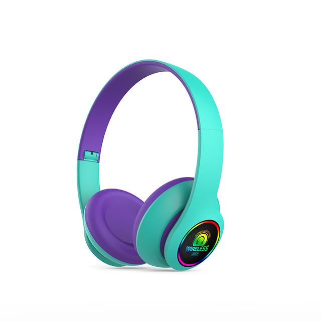 Gaming Noise Cancelling Colorful Headphone for Kids with TF Card Socket Mic Wholesale Wireless Headset with LED Light