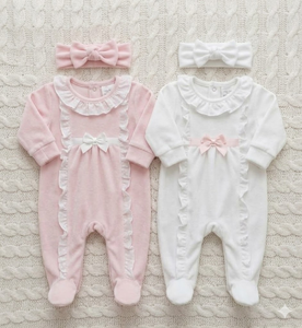 Conjunto de Mameluco para Bebés Gemelos Recién Nacidos, Azul Claro y Blanco, Mameluco con Pies y Diadema, Pijama de Terciopelo Suave para Bebés <span class=keywords><strong>Niñas</strong></span> - Product Image 4