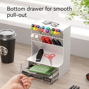 Slant Insert Pen Holder Office Female Desktop Drawer Organizer Desk Stationery Supplies Barrel Shelf Makeup Brush Holder