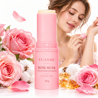 Baume de parfum solide Rose Musc Marque Blanche Sans Alcool, Parfum de Poche avec Huile de Jojoba, Beurre de Karité et Vitamine E
