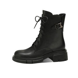 <span class=keywords><strong>Bottines</strong></span> <span class=keywords><strong>Chelsea</strong></span> formelles pour femmes Moncheer, style western, élégantes, à lacets, avec boucle latérale, fermeture éclair, talon épais, légères, antidérapantes, rehaussantes - Product Image 3