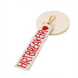 Ciao Bella Gewebte Nylon-Stickerei Schlüsselanhänger Einzigartige Buchstaben Rechteckiger Zinklegierung-Karabiner Langlebiges Klassisches Alphabet-Design - Product Image 4