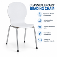 Chaise de lecture moderne incurvée avec pieds en fer pour les salles de lecture et les zones d'étude des écoles et des universités
