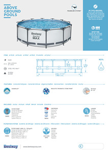 Pour <span class=keywords><strong>piscine</strong></span> hors sol Bestway Steel Pro MAX, ensemble de 3,66 <span class=keywords><strong>m</strong></span> x <span class=keywords><strong>1</strong></span>,00 <span class=keywords><strong>m</strong></span>, PVC portable avec pompe et échelle pour utilisation en extérieur - Product Image 5