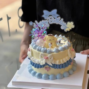 Adorno de Pastel Acrílico con Impresión UV Personalizada MOYI, Decoración de Pastel de Cumpleaños con Flores de Estilo Coreano - Product Image 3