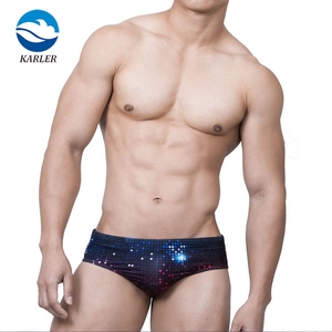 Montato Slip Sexy di Nuotata Nero Pixel Mosaico Piazza di Stampa Pantaloncini Da Bagno <span class=keywords><strong>Uomo</strong></span> Swim Brief Costume Da Bagno - Product Image 3