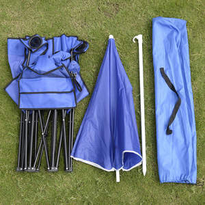 เก้าอี้พับพกพาสำหรับกลางแจ้งแบบมีหลังคาคลุมกันแดดสองชั้น น้ำหนักเบา เหมาะสำหรับตั้งแคมป์ ตกปลา สระว่ายน้ำ ชายหาด พร้อมร่ม - Product Image 6