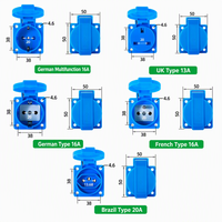 Prise murale industrielle universelle bleue IP44 étanche en matériau PC, connecteur d'alimentation CN AU EU US UK 250V 10A/16A