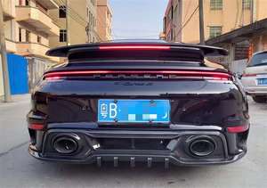 Lanout 992 Turbo S Techart Phong Cách Khô Sợi Carbon Đánh Bóng Kết Thúc Đầy Đủ Bộ Khuếch Tán Phía Sau Cho Porsche 911 992 Turbo S - Product Image 5
