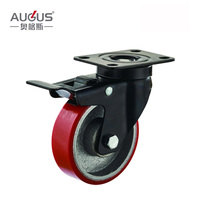 Roue à roulettes AUGUS 3/4/5/6/8 pouces en PU rouge/caoutchouc élastique bleu/caoutchouc noir/PVC rouge/PP blanc/PA pour l'industrie