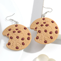Pendientes de Resina con Forma de Galleta de Chocolate Redonda Mordida, Joyería Divertida para Fiestas, Pendientes de Plástico con Forma de Galleta de Frijol Rojo, Juguete de Comida, 2026