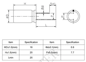 Supercondensateurs 2.7V 25F Condensateurs Double Couche Composants Électroniques Condensateurs de Type Cylindrique pour compteur d'eau