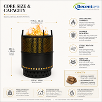 Brasero d'extérieur cylindrique rond en fer pour terrasse et jardin, avec perforations triangulaires et trous d'aération
