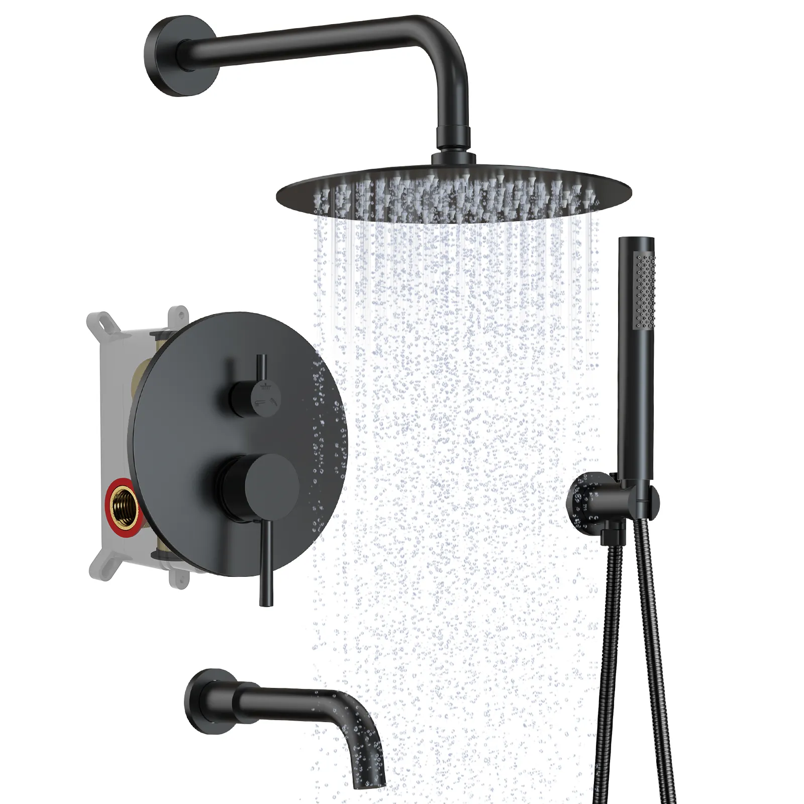 Brushed nickle stainless steel bathroom shower hot and cold shower mixer in wall mounted rain concealed shower set