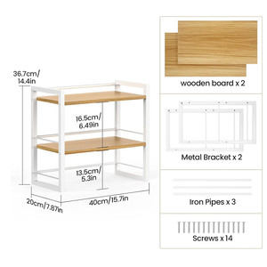 Multi Layer Storage Rack Desktop <b>Shelf</b> Kitchen Organizer Standing Type 2 Tier Black And White Office <b>Desk</b> Bookshelf - Product Image 2