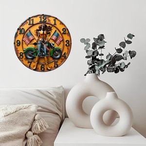Round Wooden Wall <b>Clock</b> 25x25Cm Natural Wood Grain Silent Non Ticking Home Farmhouse Decor - Product Image 3