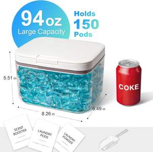 Conteneur pour capsules de lessive, 1 paquet, 94 fl oz, 5,8 lb, distributeur de poudre pour l'organisation et la décoration de la buanderie - Product Image 3