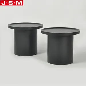 Petit meuble moderne rond en bois de frêne noir, Table basse