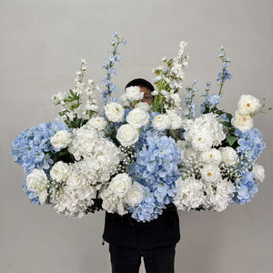 Arreglo Floral de Seda Artificial Estilo Europeo, Camino de Rosas e Hortensias para Entrada, Pasillo, Decoración de Bodas - Product Image 3