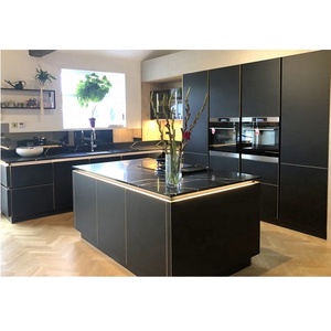 Latest coming customized black lacquer or pvc vaccum finish modern designs kitchen cabinet